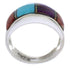 Genuine Sterling Silver And Multicolor Inlay Ring Size 6-3/4 EX50898