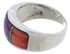 Sterling Silver Southwest Multicolor Inlay Ring Size 7-1/2 EX50901