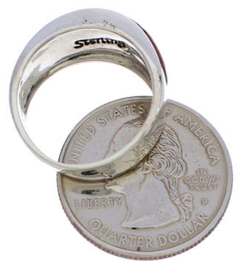 Sterling Silver Southwest Multicolor Inlay Ring Size 7-1/2 EX50901
