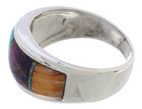 Genuine Sterling Silver And Multicolor Ring Size 8-1/2 EX50903