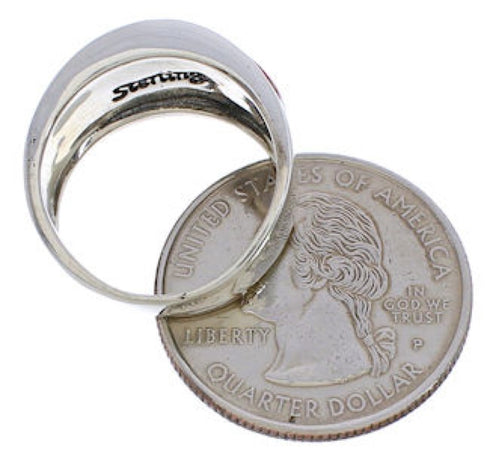 Southwest Sterling Silver And Multicolor Ring Size 6-3/4 EX50905