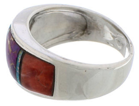 Genuine Sterling Silver And Multicolor Ring Size 6-3/4 EX50906