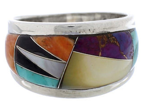 Southwest Multicolor And Sterling Silver Ring Size 6-1/2 EX50912