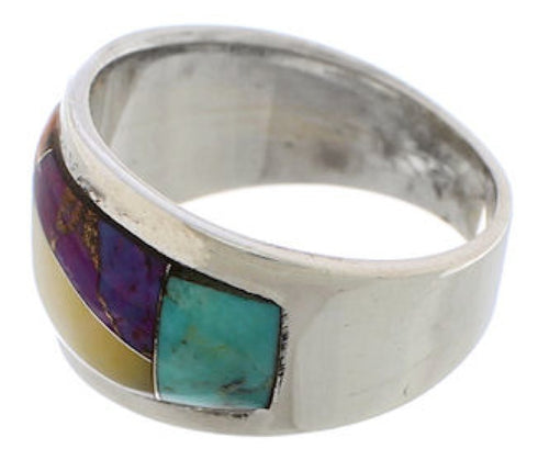 Southwest Multicolor And Sterling Silver Ring Size 6-1/2 EX50912