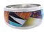 Southwest Sterling Silver Multicolor Ring Size 6-1/4 EX50960