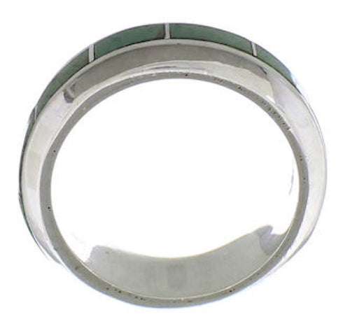 Southwestern Sterling Silver Turquoise Inlay Ring Size 5-1/2 TX40078