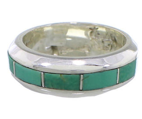 Silver Turquoise Inlay Ring Size 4-3/4 TX40085