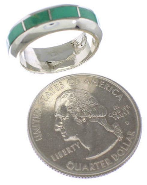 Silver Turquoise Inlay Ring Size 4-3/4 TX40085