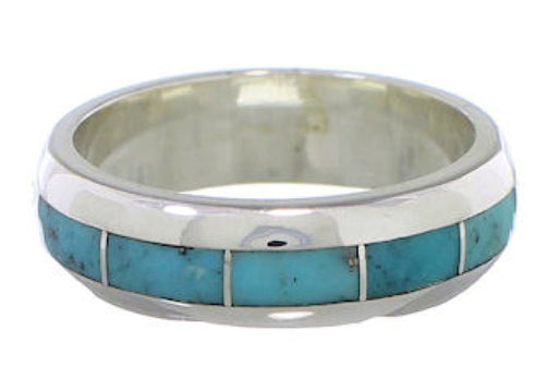Turquoise Inlay And Sterling Silver Southwest Ring Size 4-3/4 TX40108