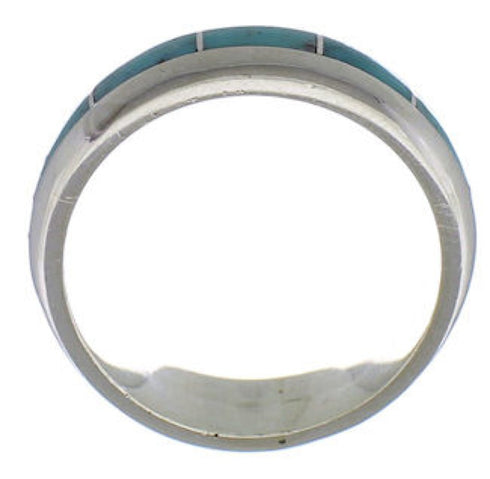 Turquoise Inlay And Sterling Silver Southwest Ring Size 4-3/4 TX40108