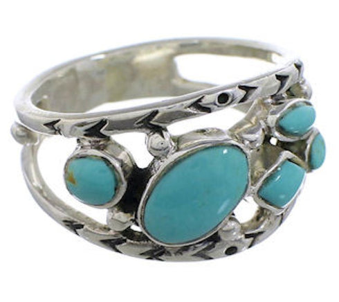 Southwest Turquoise Authentic Sterling Silver Ring Size 7-3/4 TX40195
