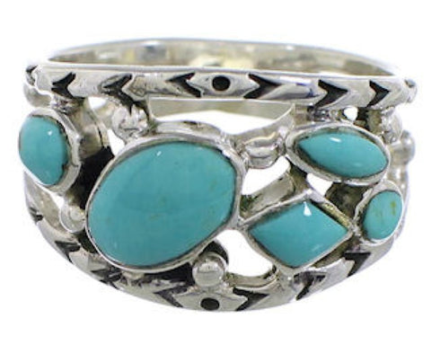 Southwestern Turquoise Sterling Silver Ring Size 8-3/4 TX40197