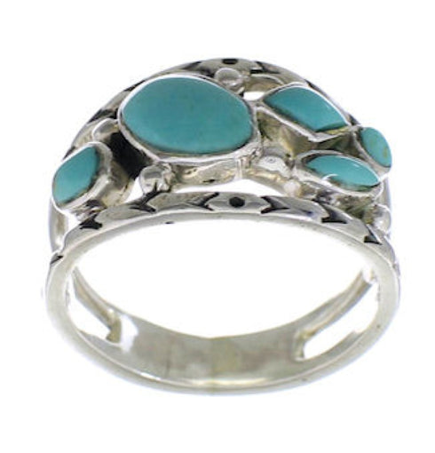 Southwestern Turquoise Sterling Silver Ring Size 8-3/4 TX40197