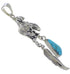 Southwest End Of The Trail Feather Turquoise Silver Pendant PX28869
