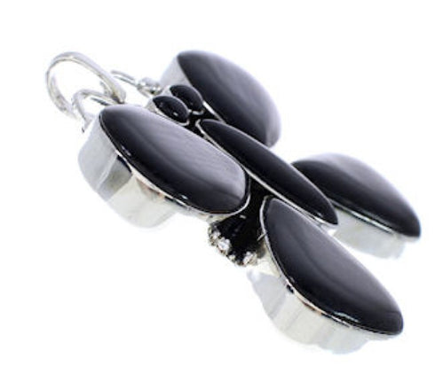 Jet And Sterling Silver Butterfly Pendant PX23687