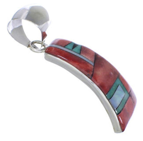 Southwest Sterling Silver Multicolor Inlay Pendant EX30630