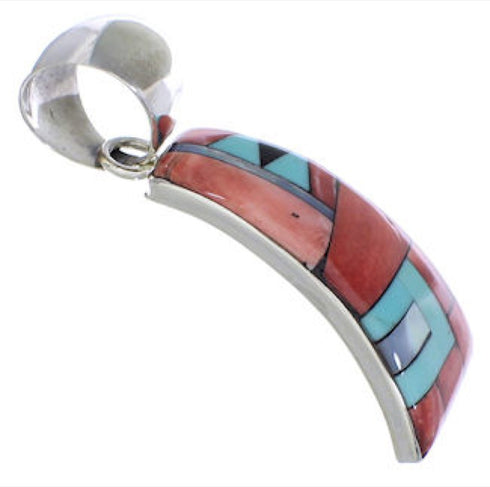 Southwest Sterling Silver And Multicolor Slide Pendant EX30633