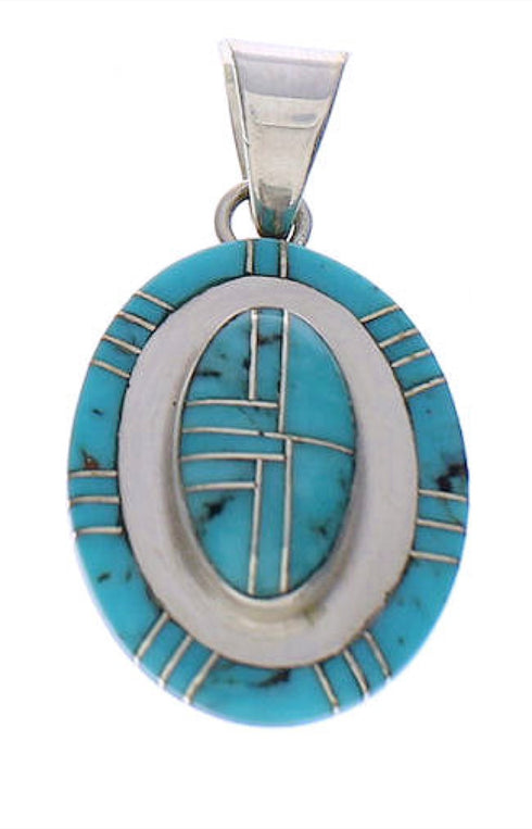 Turquoise Inlay Genuine Sterling Silver Pendant PX29568