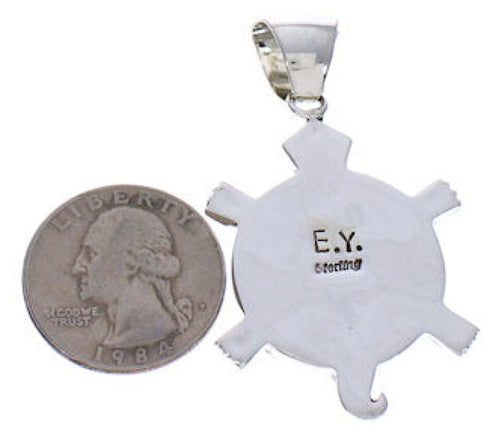 Southwestern Multicolor Sterling Silver Turtle Jewelry Pendant PX29429