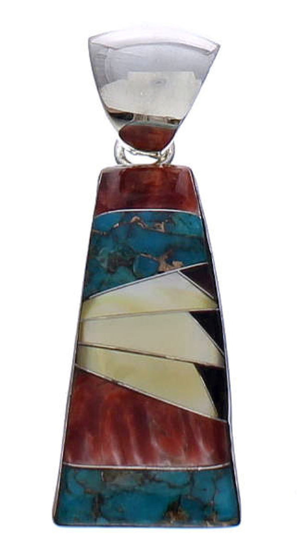Multicolor Inlay And Silver Southwestern Pendant PX29453