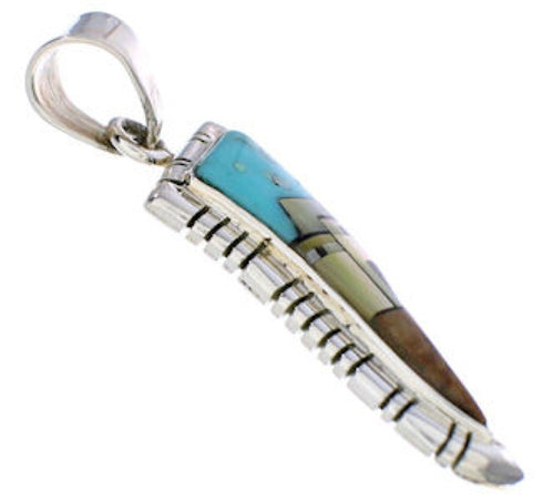 Native American Village Design Multicolor Silver Pendant EX29779