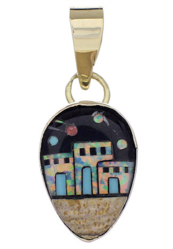 Multicolor 14 Karat Gold Native American Design Pendant PX29664