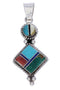 Genuine Sterling Silver Multicolor Inlay Slide Pendant TX28826