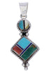 Genuine Sterling Silver Multicolor Inlay Slide Pendant TX28826