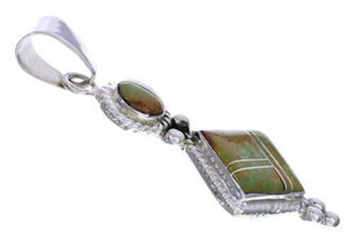 Genuine Sterling Silver Turquoise Inlay Slide Pendant TX28833