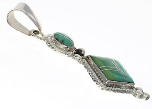 Genuine Sterling Silver Turquoise Inlay Southwest Pendant TX28846