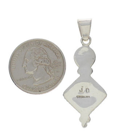 Genuine Sterling Silver Turquoise Inlay Southwest Pendant TX28846