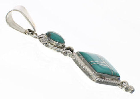 Authentic Sterling Silver Turquoise Inlay Southwestern Pendant TX28847