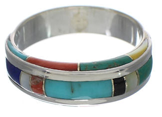 Genuine Sterling Silver Multicolor Ring Size 7-3/4 EX41673