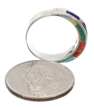 Genuine Sterling Silver Multicolor Ring Size 7-3/4 EX41673