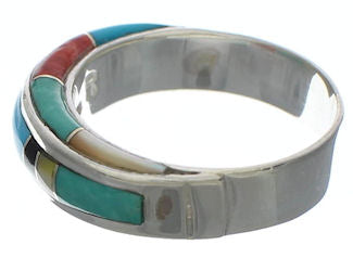 Southwest Multicolor And Silver Ring Size 5-1/4 EX41787