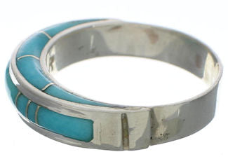 Turquoise Inlay And Silver Jewelry Ring Size 4-3/4 AX87778