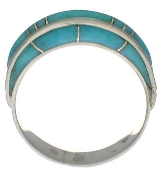 Turquoise Inlay And Silver Jewelry Ring Size 4-3/4 AX87778