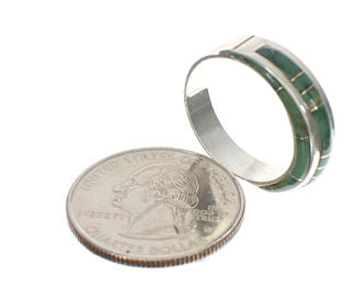 Turquoise Inlay Sterling Silver Ring Size 4-3/4 EX41885