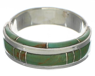 Turquoise Inlay Sterling Silver Ring Size 5-3/4 EX41893