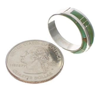Sterling Silver Turquoise Inlay Ring Size 4-3/4 EX41894