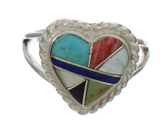 Multicolor And Sterling Silver Heart Ring Size 5-1/4 EX41967