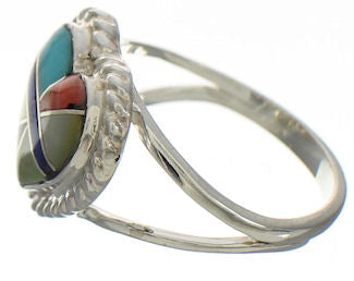 Multicolor Inlay Southwest Heart Ring Size 5-1/4 EX41981