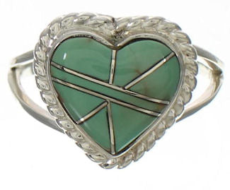 Turquoise Inlay Southwest Heart Ring Size 6-1/2 EX42030