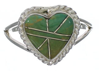 Silver Turquoise Southwestern Heart Ring Size 8-1/4 YX81391