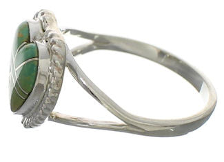 Silver Turquoise Southwestern Heart Ring Size 8-1/4 YX81391