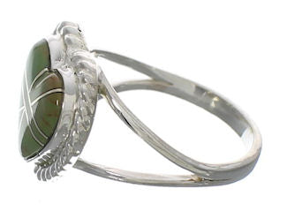 Turquoise Southwestern Silver Heart Ring Size 4-3/4 EX42055