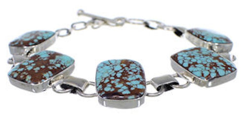 Southwest Turquoise Sterling Silver Link Bracelet Jewelry EX23967