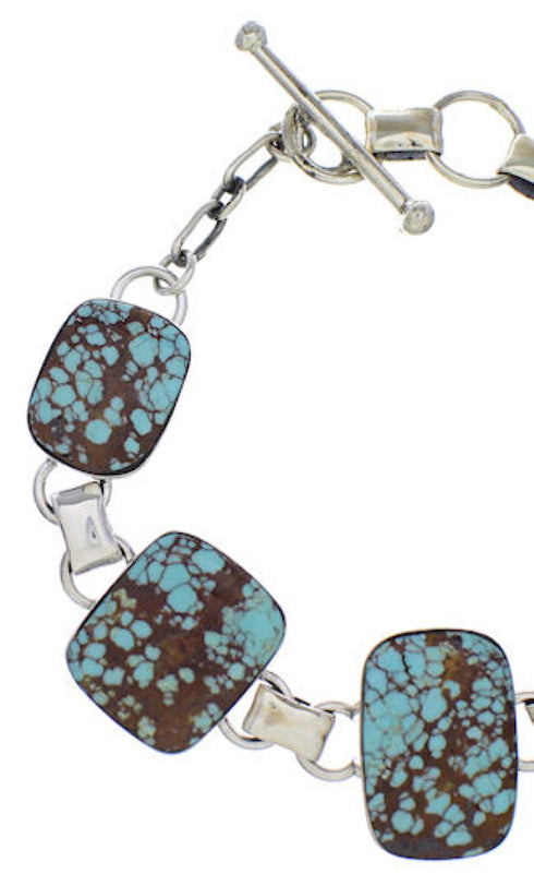 Southwest Turquoise Sterling Silver Link Bracelet Jewelry EX23967