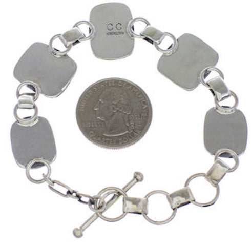 Southwest Turquoise Sterling Silver Link Bracelet Jewelry EX23967