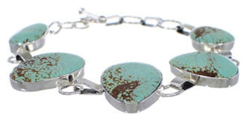 Turquoise Jewelry Southwestern Sterling Silver Link Bracelet EX23988